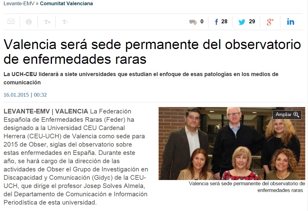 Valencia sede del observatorio de Enfermedades Raras 2015